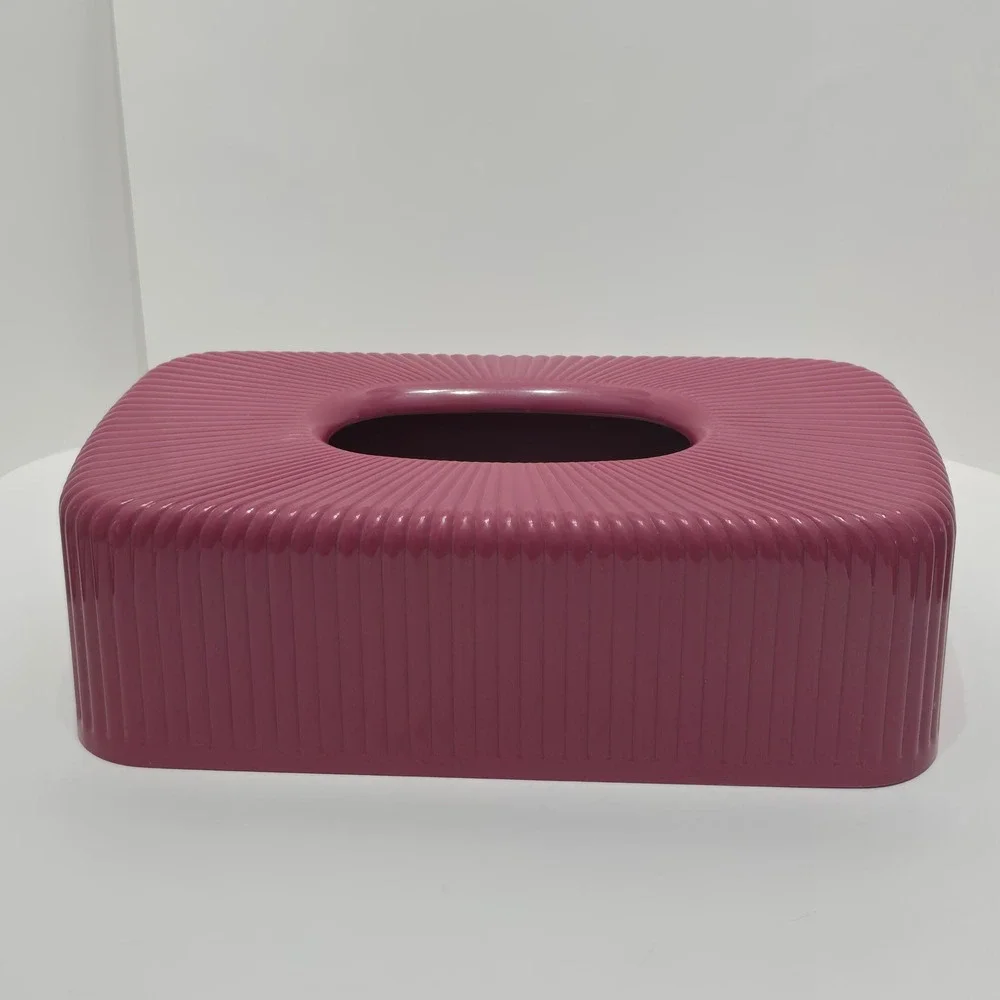 Wild Plum Ribbed Tissue Box Cover Magenta Retro Art Deco Vintage